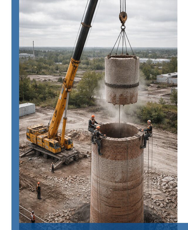 Демонтаж дымовой трубы в Ноябрьске с гарантиями безопасности