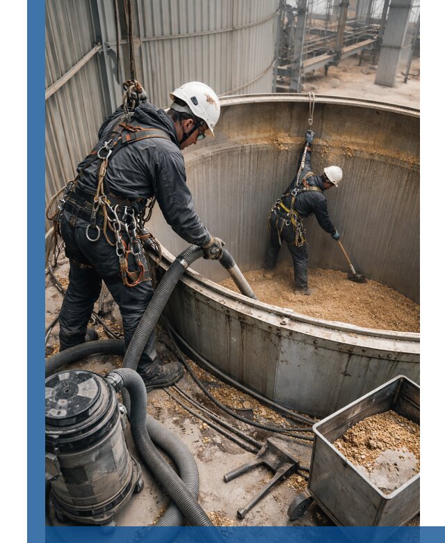 Профессиональная чистка зерновых бункеров в Ноябрьске с выездом