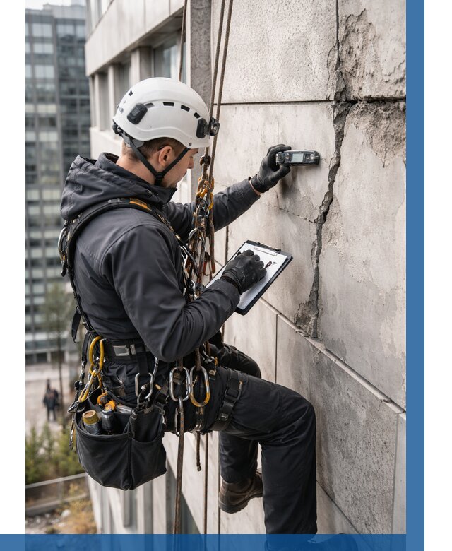 Обследование фасада альпинистами в Ноябрьске от 122 р. | ВЫСОТНИК-Нбс