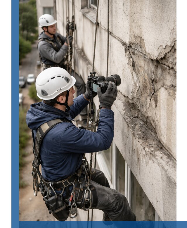 Фотофиксация дефектов фасада с высотной съемкой в Ноябрьске