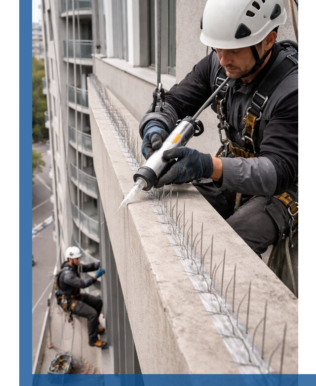 Установка шипов от птиц на фасадах и кровлях в Ноябрьске